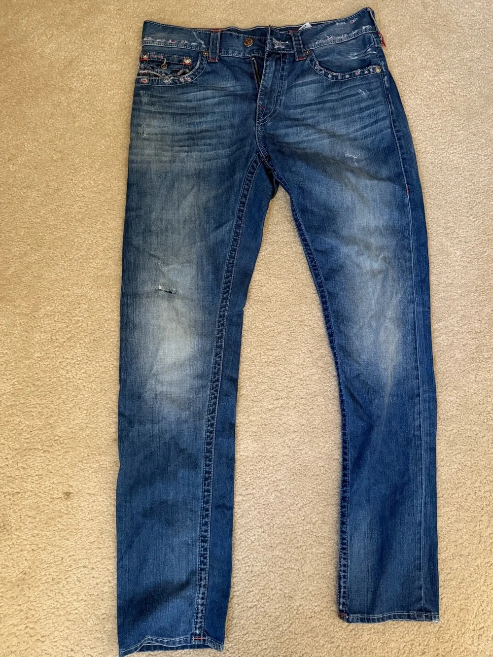 True Religion Men’s Distressed Blue Skinny Jeans